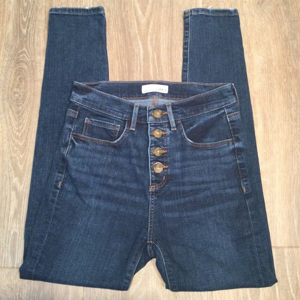 LOFT High Waist Skinny button fly jeans 2